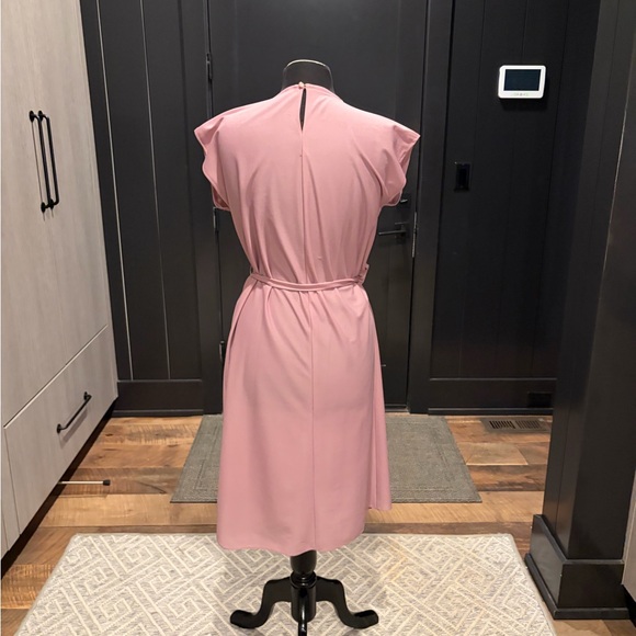 Vintage Dusty Rose Midi Dress Floral Shoulder Accent Size 12 - Picture 2 of 3